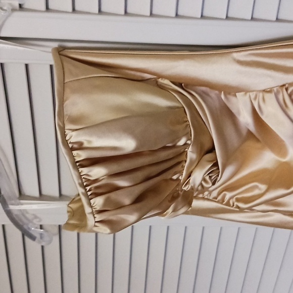 VINTAGE Jessica McClintock Gold Strapless Mini Dress, 80s Prom Queen, Size 4 - Picture 2 of 11
